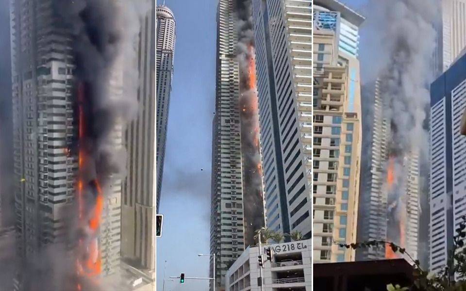 Impresionante incendio en una lujoso rascacielos de Dubai