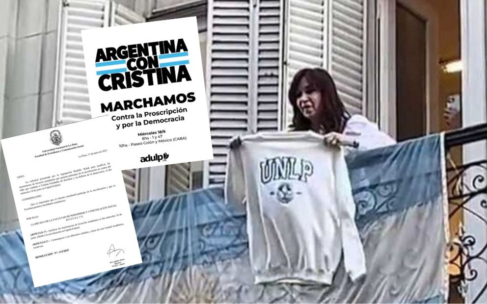 Agrupaciones estudiantiles convocan a movilizar por Cristina Kirchner: qué va a pasar con las clases en las facultades de la UNLP