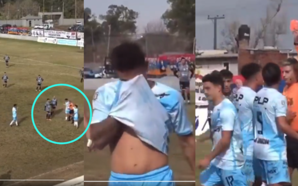 VIDEO. Insólita expulsión en Villa San Carlos: entró, no tocó una pelota, empujó al árbitro y roja en 40 segundos