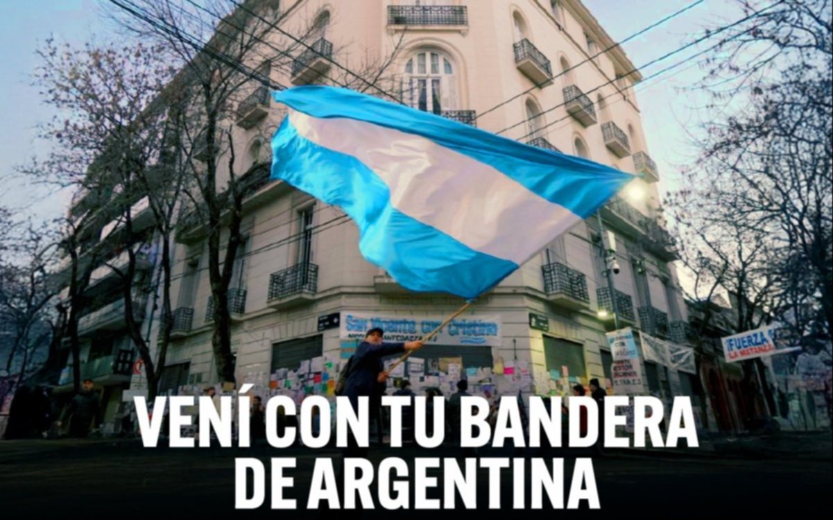 Convocaron a un banderazo en el departamento de Cristina Kirchner para mañana