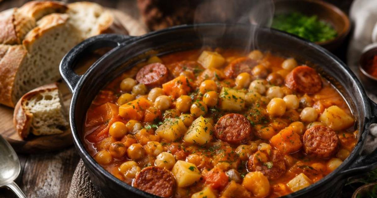 Guiso de garbanzos, chorizo colorado y verduras: un plato reconfortante, lleno de sabor | El Dia