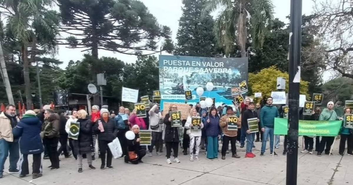 Con banderas argentinas, vecinos del Parque Saavedra volvieron a movilizarse para rechazar su remodelación | El Dia