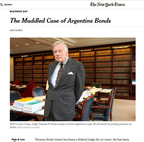 Duras críticas de "The New York Times" al juez Griesa