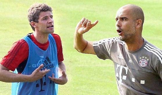 Guardiola y Müller, a los gritos en práctica del Bayern