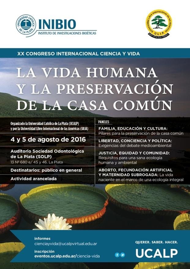 La Plata será sede del XX Congreso Internacional Ciencia y Vida