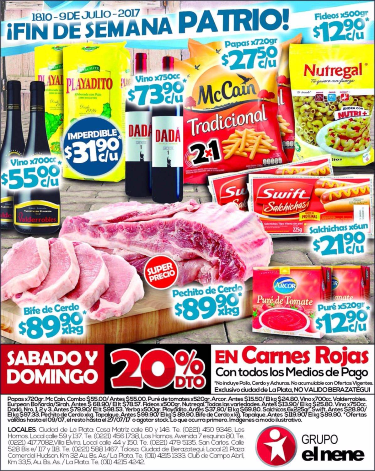 El Nene: para este 9 de julio, 20% de descuento en carnes rojas 