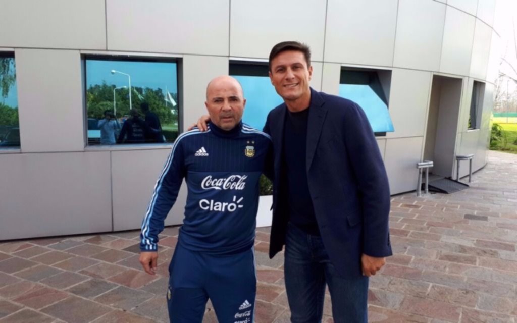 Sampaoli, con el Pupi en Ezeiza