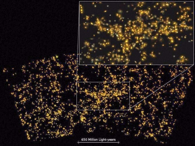 Descubren uno de los mayores supercúmulos de galaxias a 4 mil millones de años luz de la Tierra