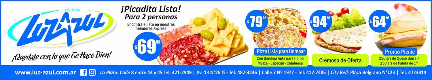 Picadas, pizzas y mucho más en lácteos Luz Azul