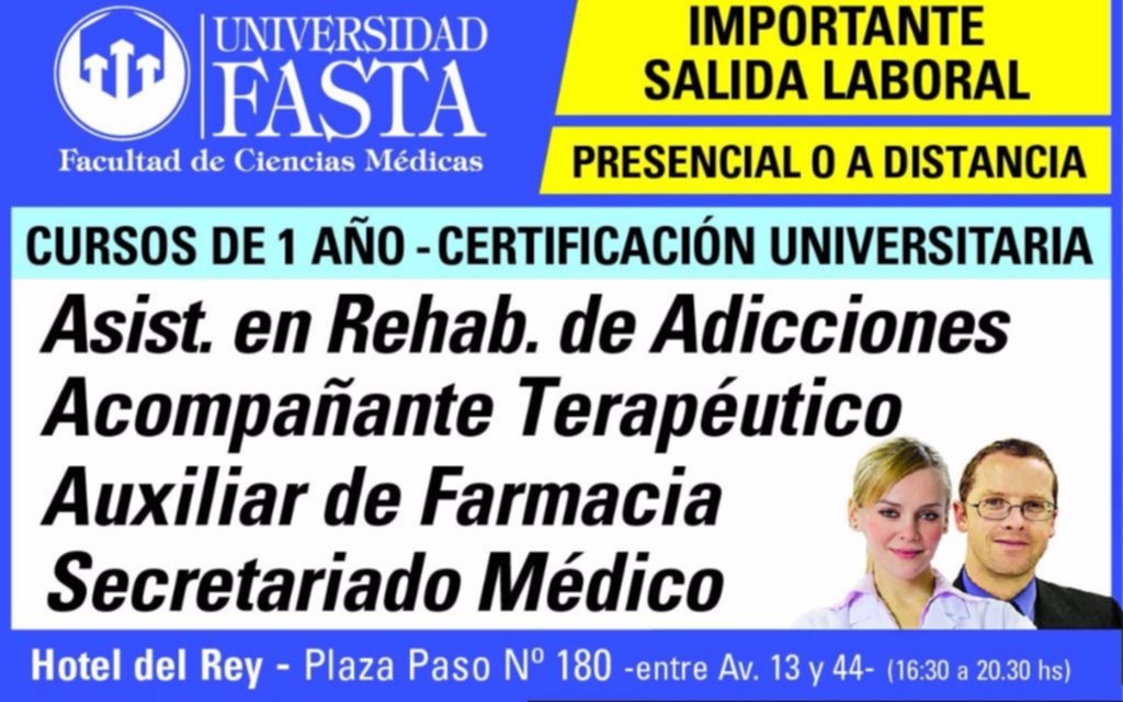 Cursos con salida laboral en la Facultad  de Ciencias Médicas de la Universidad Fasta