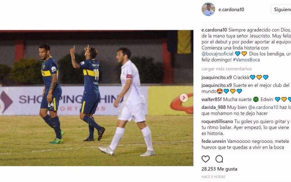 Cardona se ilusiona con su arranque en Boca: "comienza una linda historia"