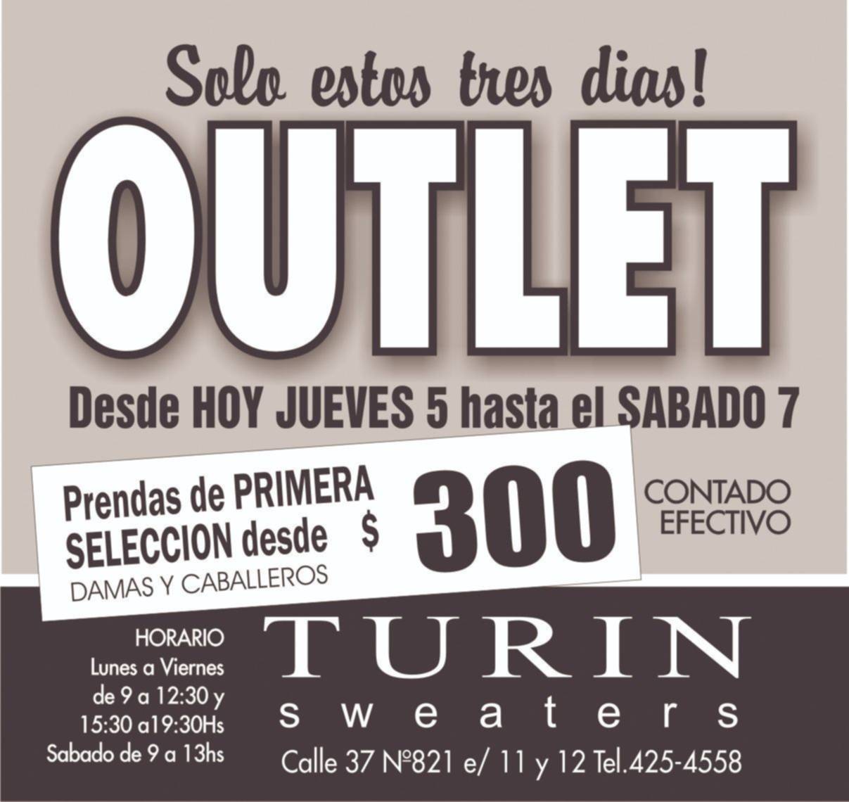 Aprovechá tres días de outlet en Turin Sweaters