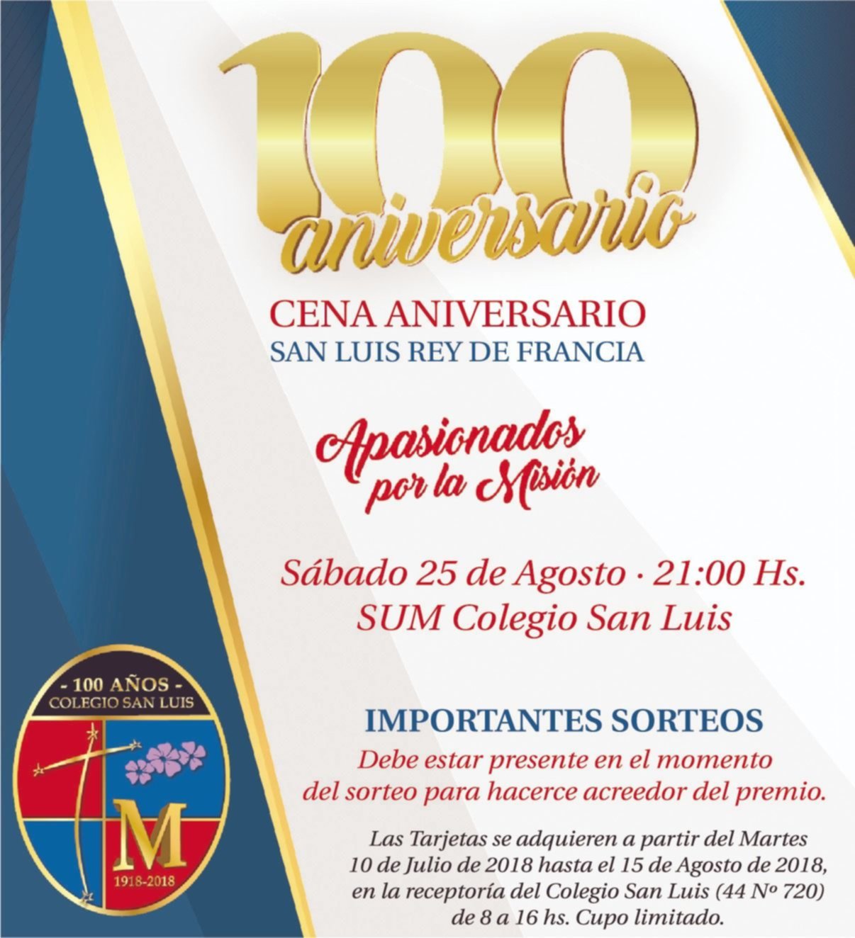 Se viene la 100º cena aniversario del Colegio San Luis