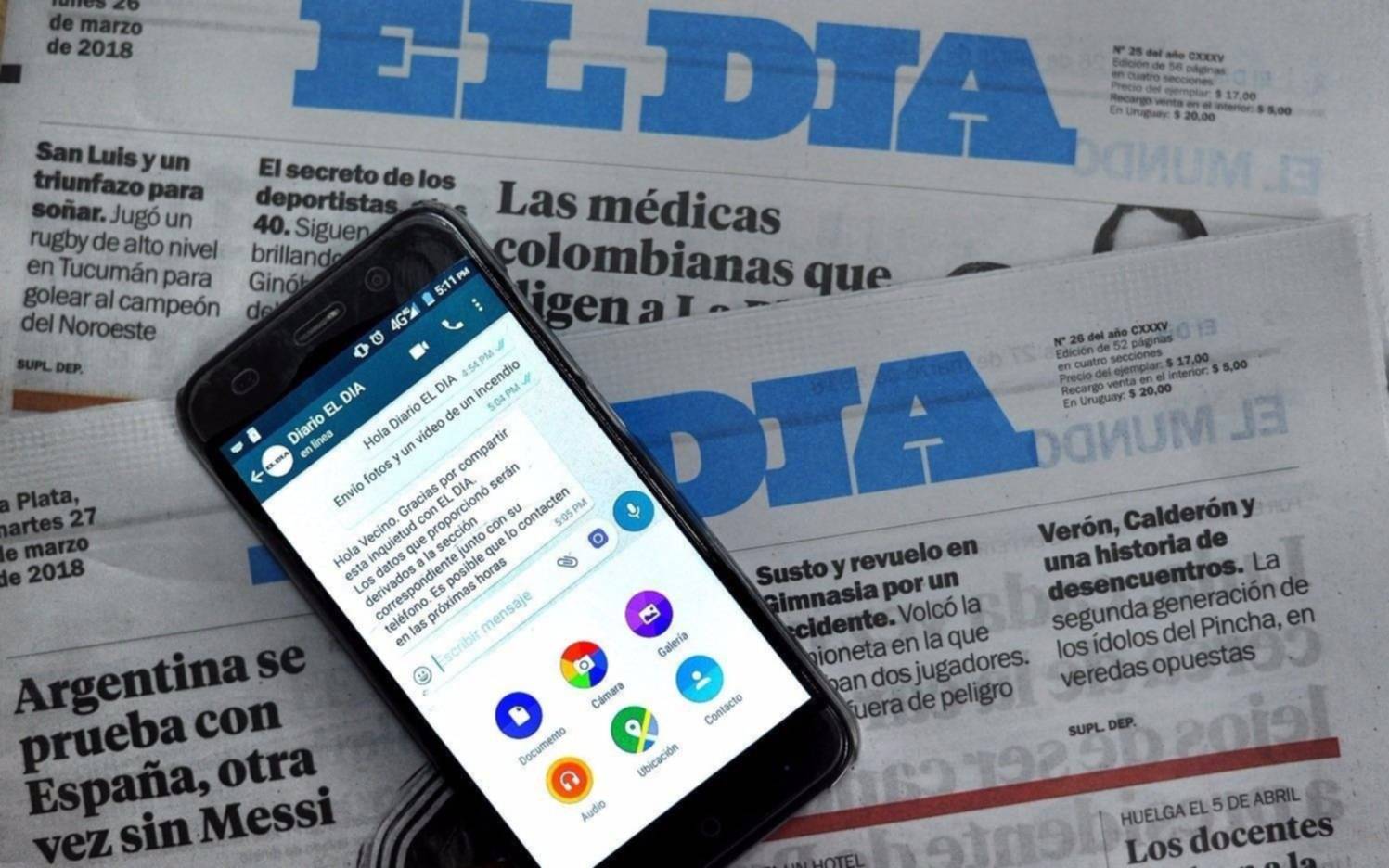 Conectate con EL DIA a través de Whatsapp