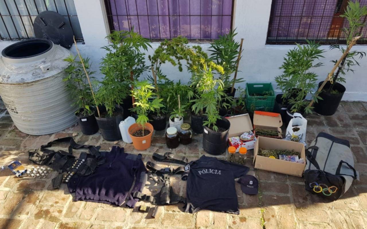 Lo buscaban por un robo en Ensenada y le encontraron armas y 17 plantas de marihuana
