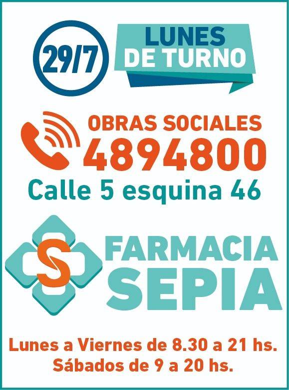 Este lunes, farmacia Sepia de turno para brindarte la atención que merecés