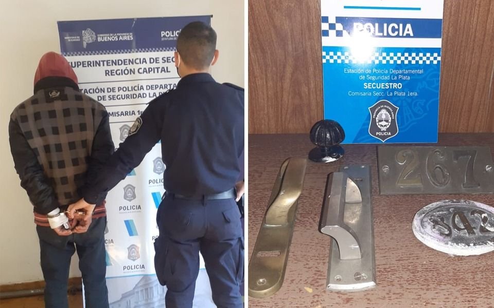 Atrapan in fraganti a otro "robapicaportes" de bronce: atacó edificios céntricos de la Ciudad
