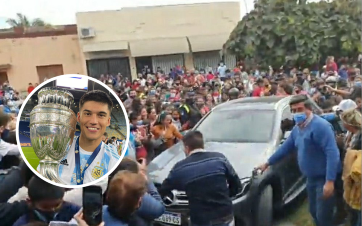 Multitudinaria recibida a Joaquín Correa en Tucumán tras la obtención de la Copa América