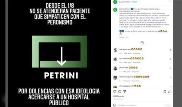 Acusan a un médico de la Provincia por negarse a atender a pacientes peronistas