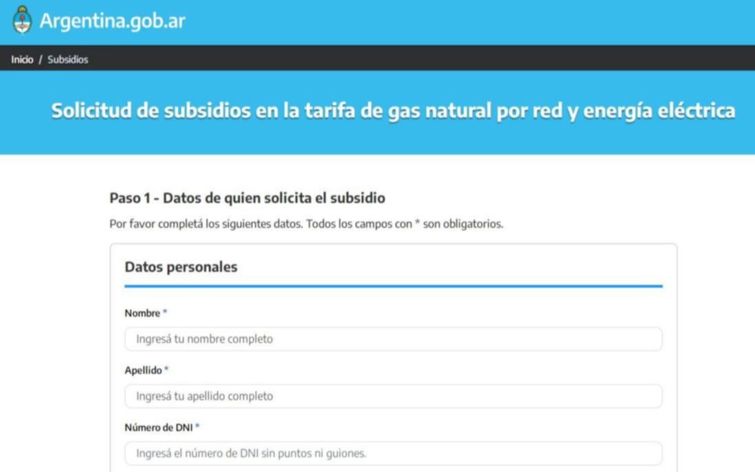 Más de medio millón de usuarios se inscribieron para mantener el subsidio a la electricidad y el gas