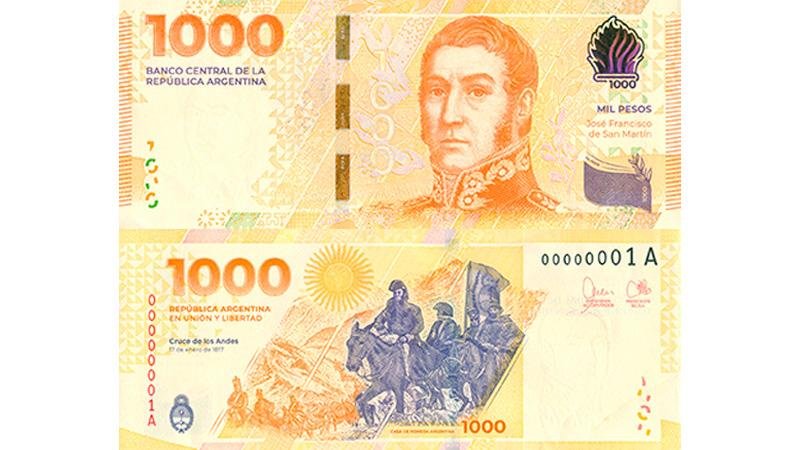 Vuelven los próceres: San Martín está en el billete de $1.000