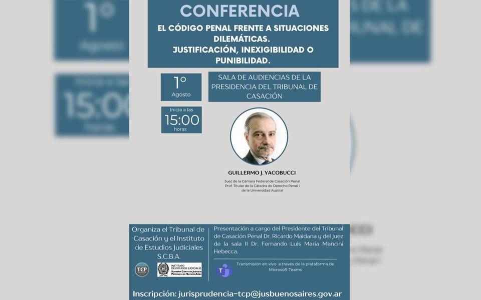 Conferencia en el Tribunal de Casación Penal a cargo del juez Guillermo Yacobucci