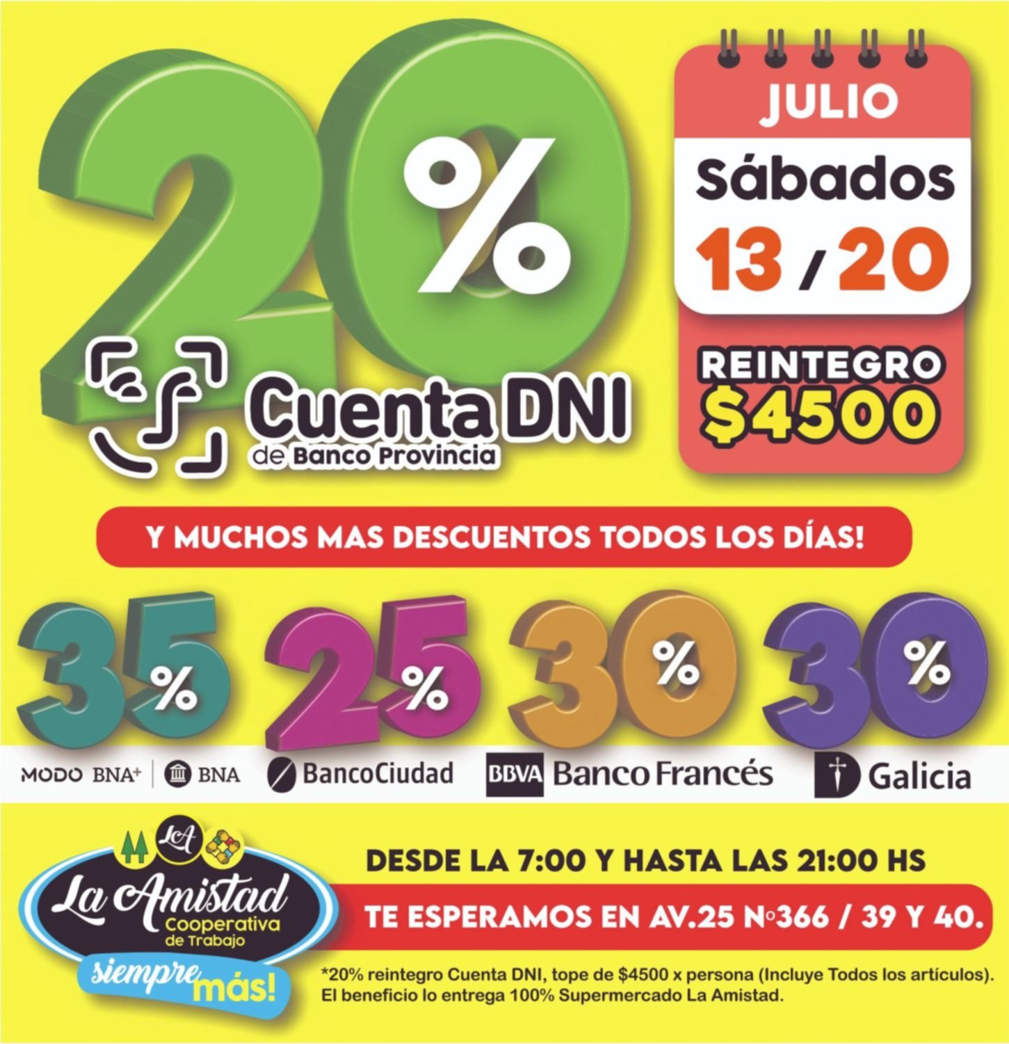 Supermercado La Amistad: 20% de descuento con cuenta DNI este sábado y muchos más todos los días