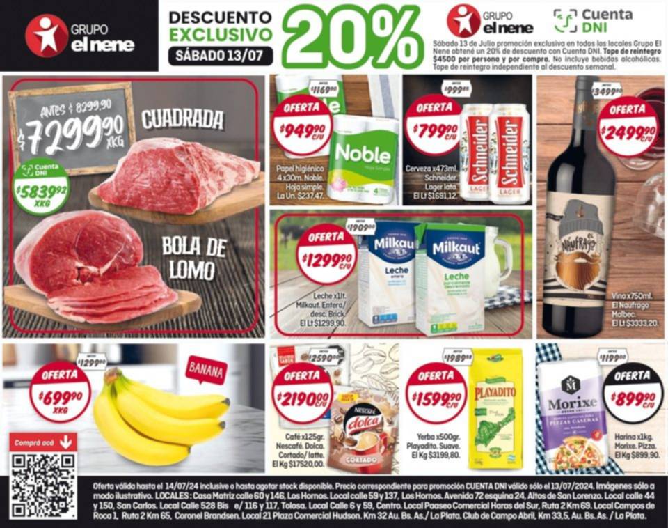 Sábado de 20% con Cuenta DNI en El Nene: las ofertas de este finde