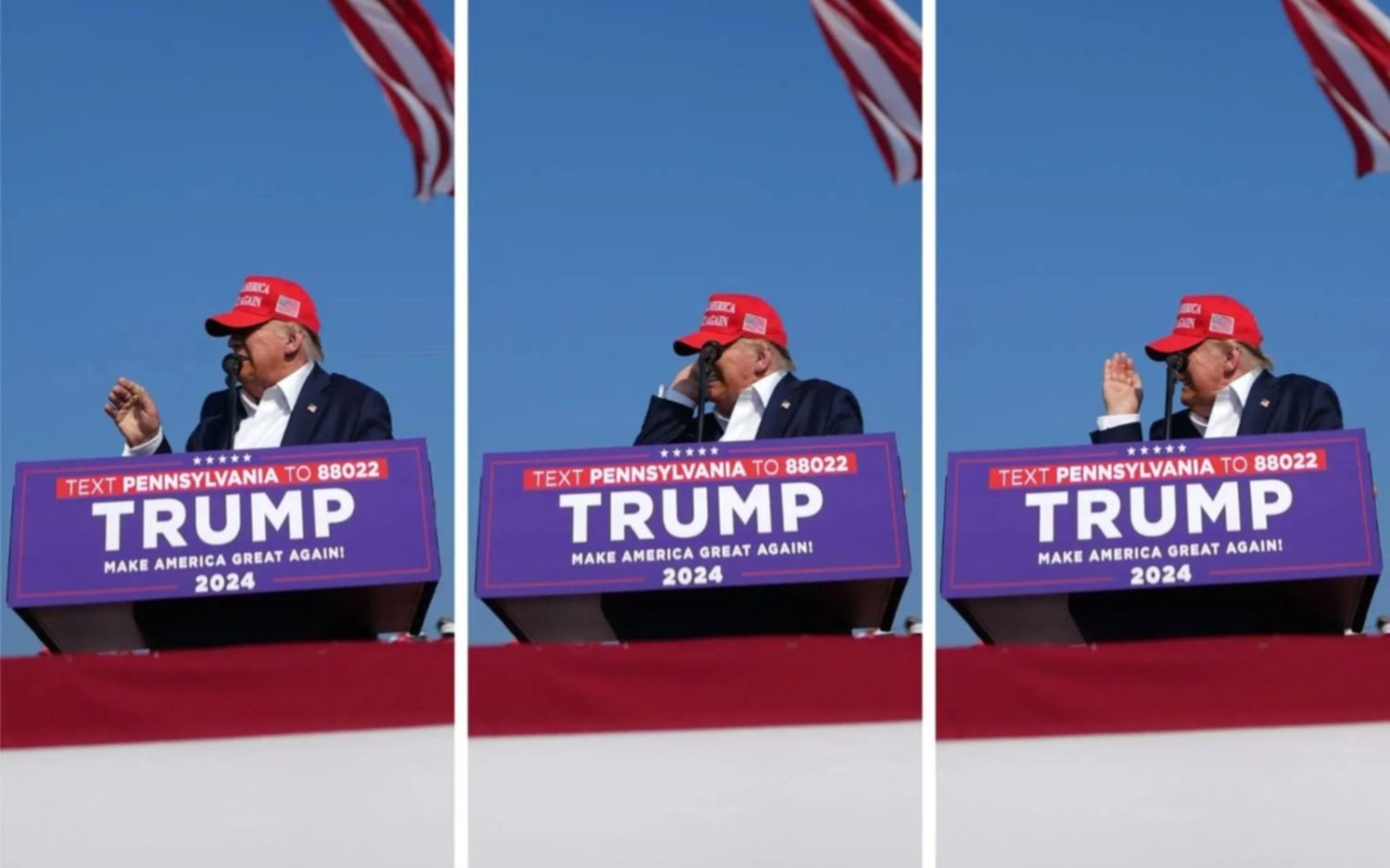 Ataque a Trump: la secuencia de fotos que muestra cómo la bala atravesó su oreja
