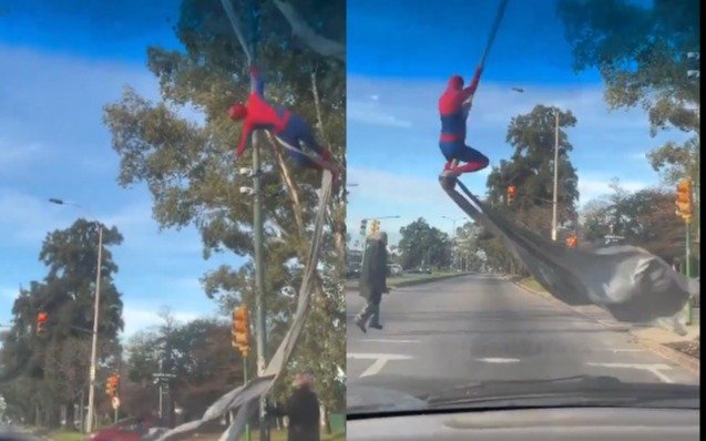 VIRAL | El Spiderman argentino, acróbata en un semáforo