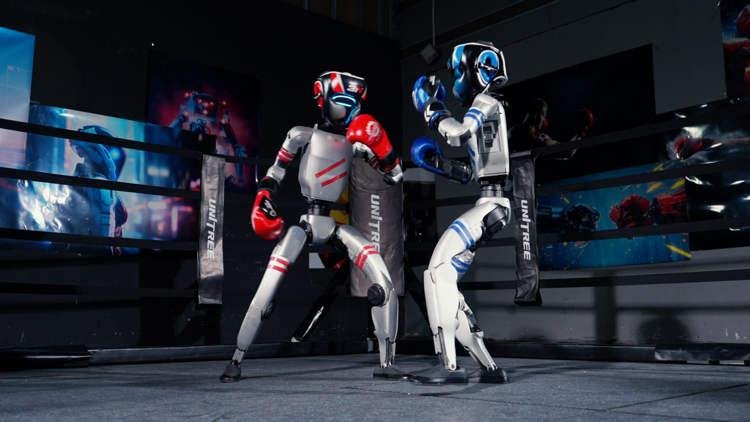 Robots humanoides se calzan los guantes y se enfrentan en el ring