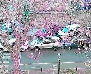 Queja en 3 y 53 por el uso de la vereda del Ministerio de Seguridad para estacionar