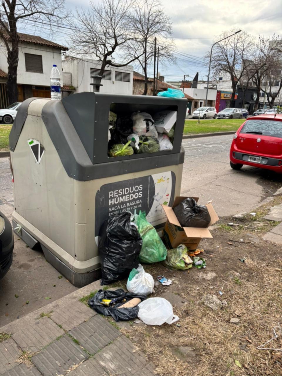 Contenedor desbordado de residuos en 19 entre 47 y 48