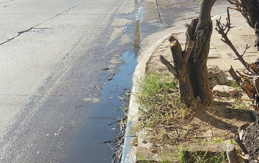 Una pérdida de agua venció al arreglo y genera un río en 10 entre 38 y 39