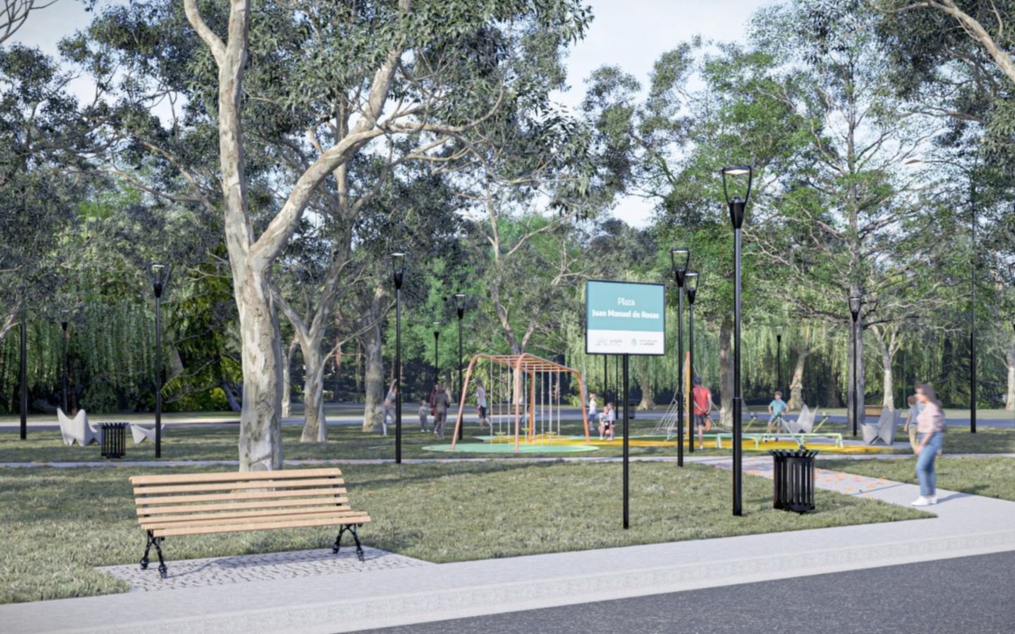Un espacio verde de La Plata va tomando forma de plaza: avanzan las obras en la Juan Manuel de Rosas