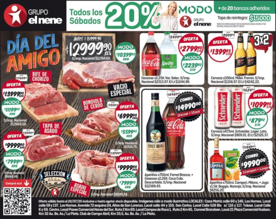 En EL NENE, 20 % de descuento con Modo: las ofertas en la previa del Día del Amigo