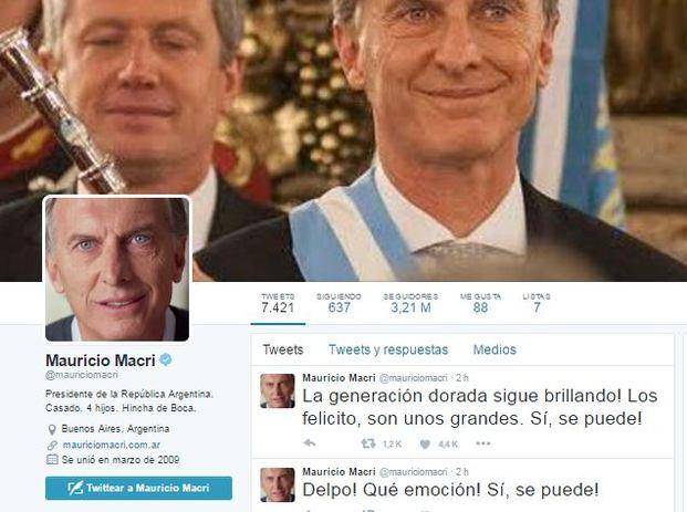 Macri felicitó por Twitter a Del Potro y al Seleccionado de basquet