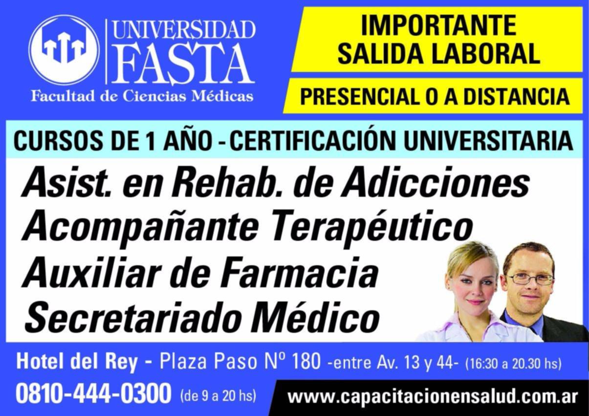 Cursos con salida laboral en la Facultad  de Ciencias Médicas de la Universidad Fasta