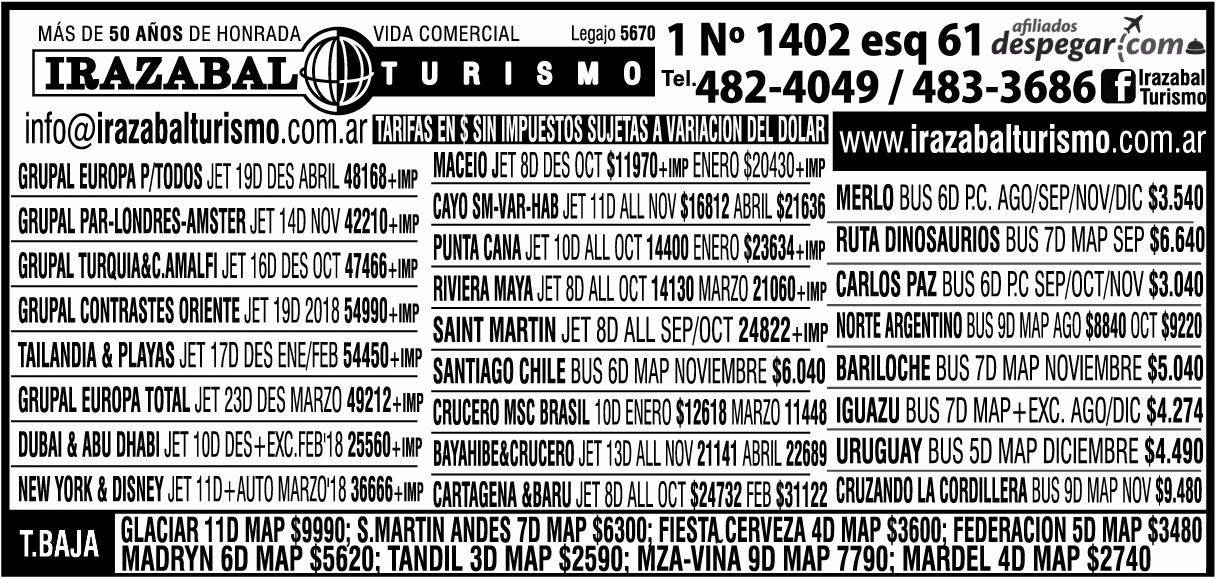  Viajá con Irazabal Turismo