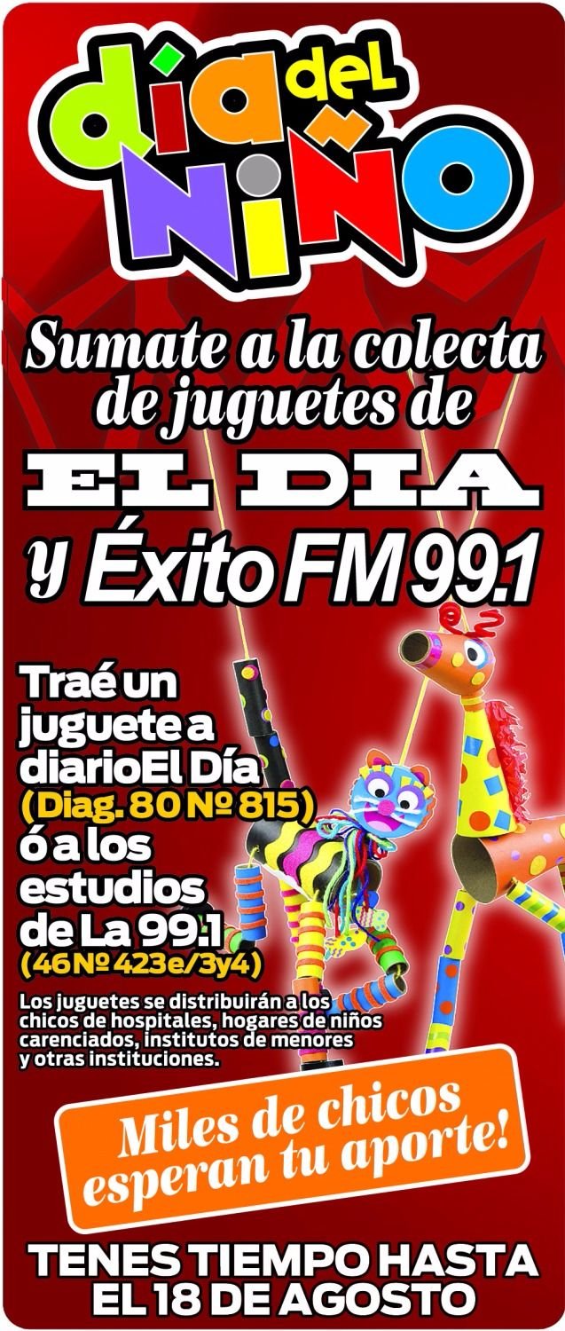 Sumate a la colecta de juguetes de El Día y Éxito FM 99.1