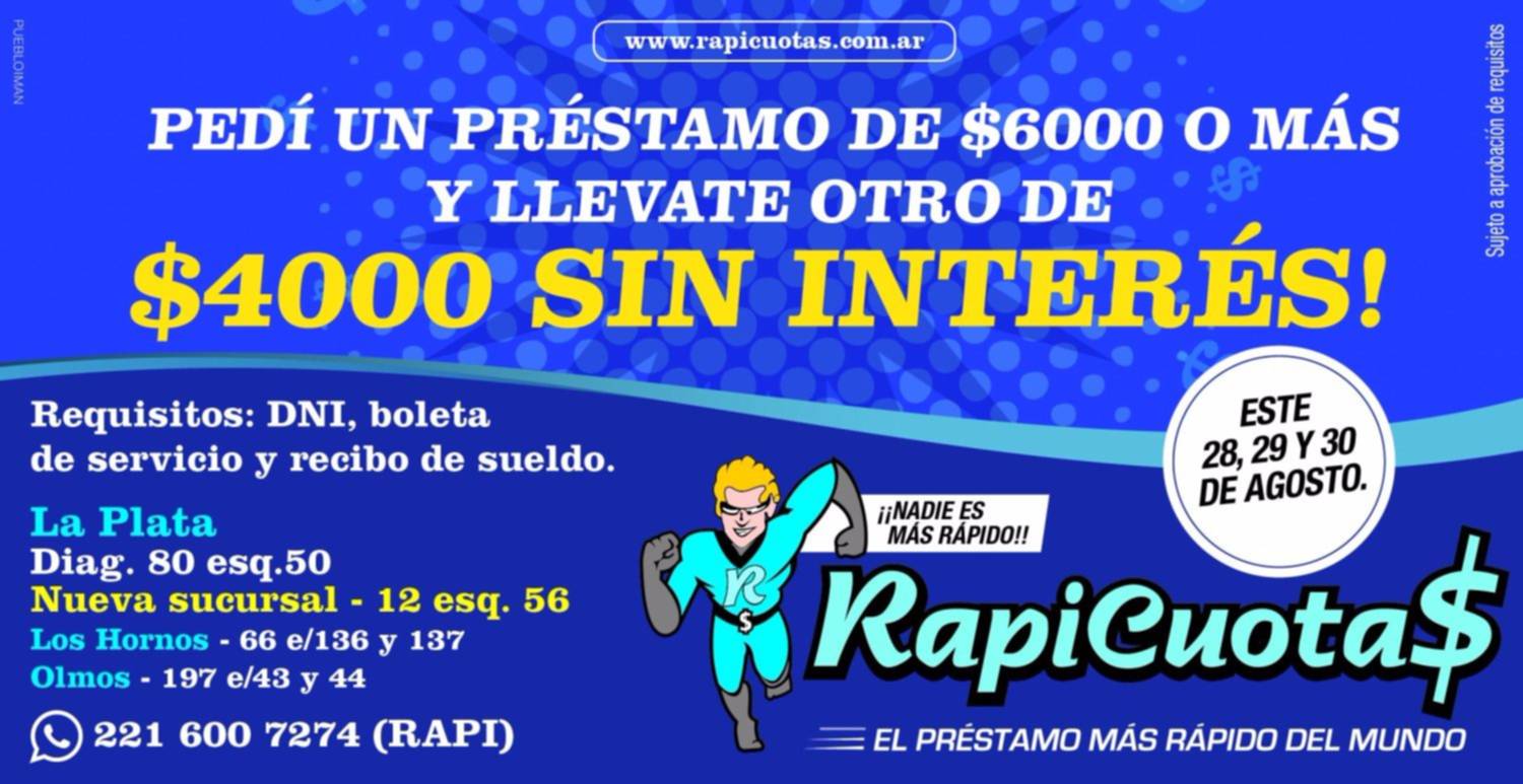 Pidiendo un préstamo de $6000, Rapicuotas te presta $4000 sin interés
