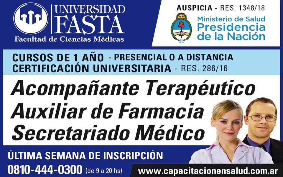 Cursos con salida laboral en la Facultad de Ciencias Médicas de la Universidad Fasta