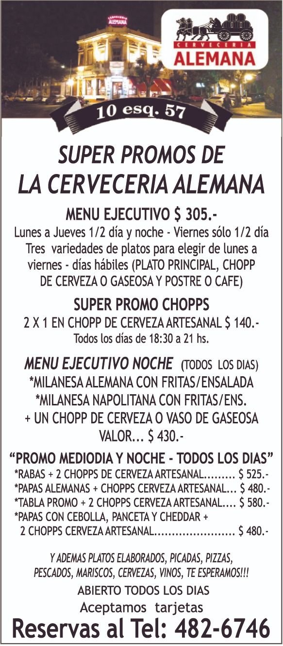 Disfrutá de un variado y completo menú ejecutivo todos los días