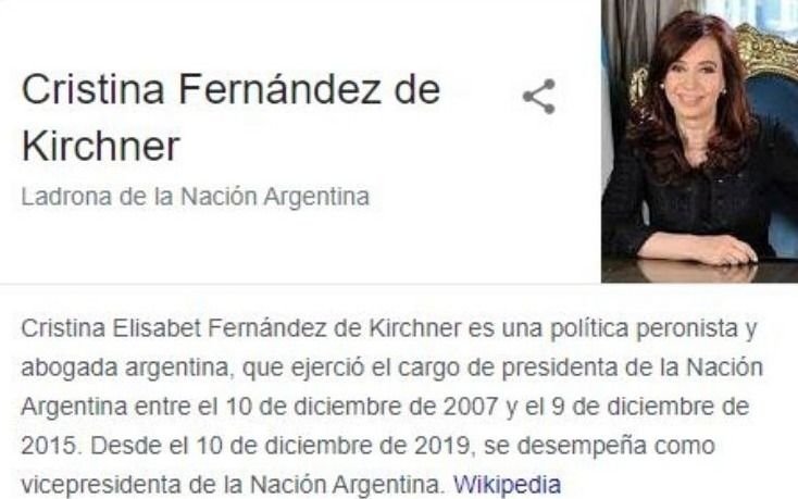 Cristina Kirchner demandó a Google por difamación y pidió una pericia informática