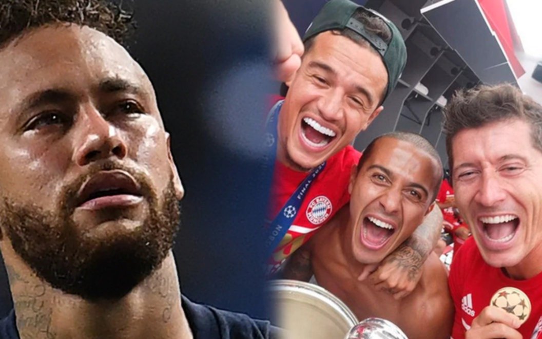 El plantel del Bayern festejó burlándose del brasileño Neymar