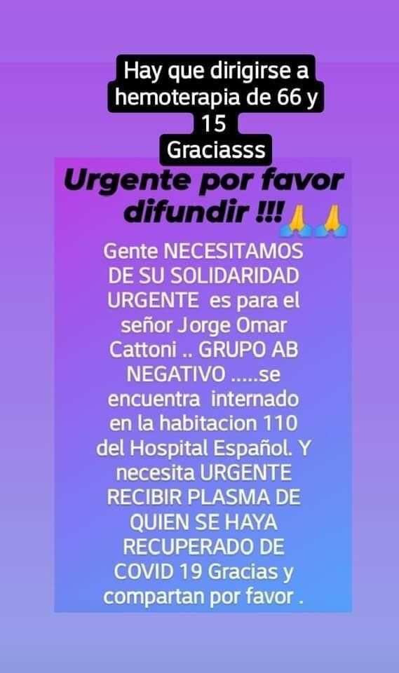 Una familia platense necesita con urgencia plasma de un paciente recuperado de Covid-19