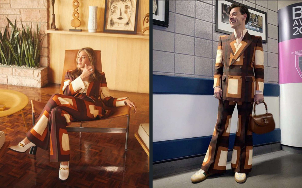 Jennifer Aniston se puso un traje Gucci que usó Harry Styles y estallaron las redes