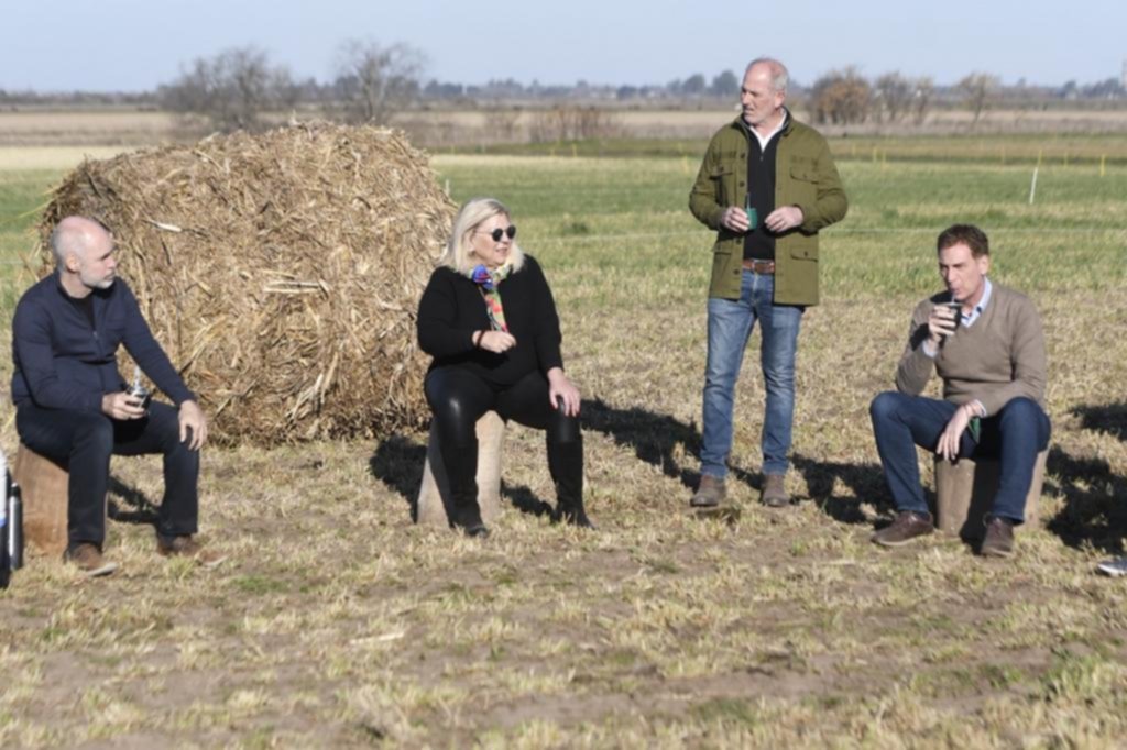 Gesto de Santilli al campo, junto a Carrió, Pichetto y Rodríguez Larreta