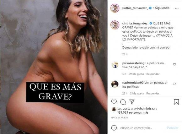 Cinthia, polémica, sobre las pelotas y los políticos...