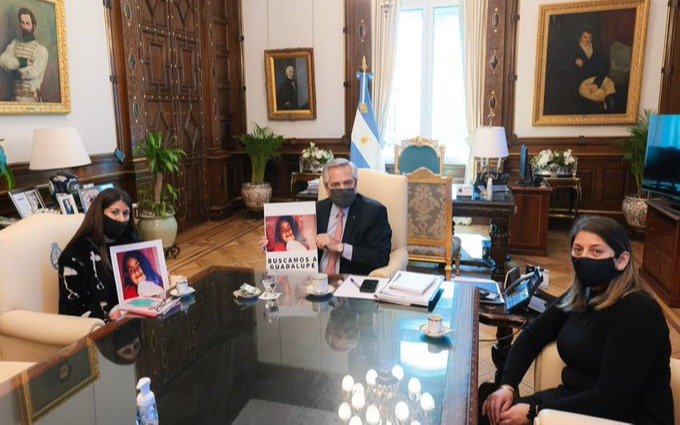 El Presidente recibió a la familia de Guadalupe, la nena desaparecida en San Luis el 14 de junio